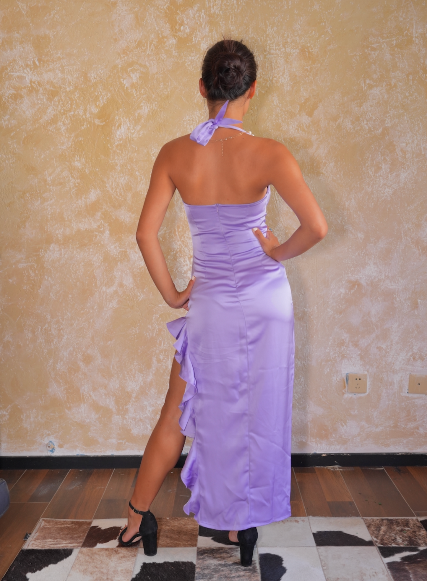 Lilac - Blush Satin Midi Dress