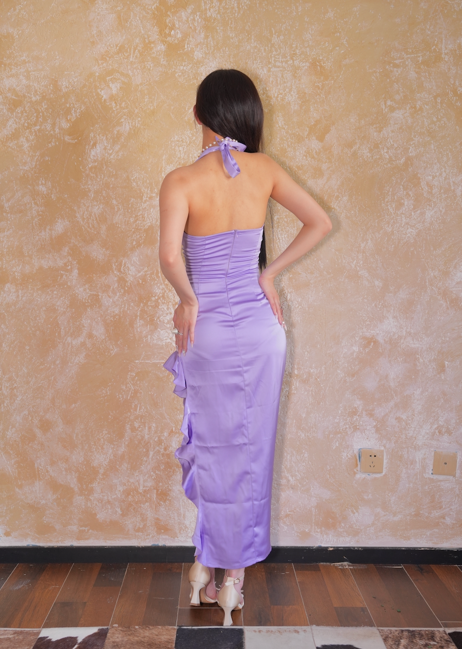 Lilac - Blush Satin Midi Dress
