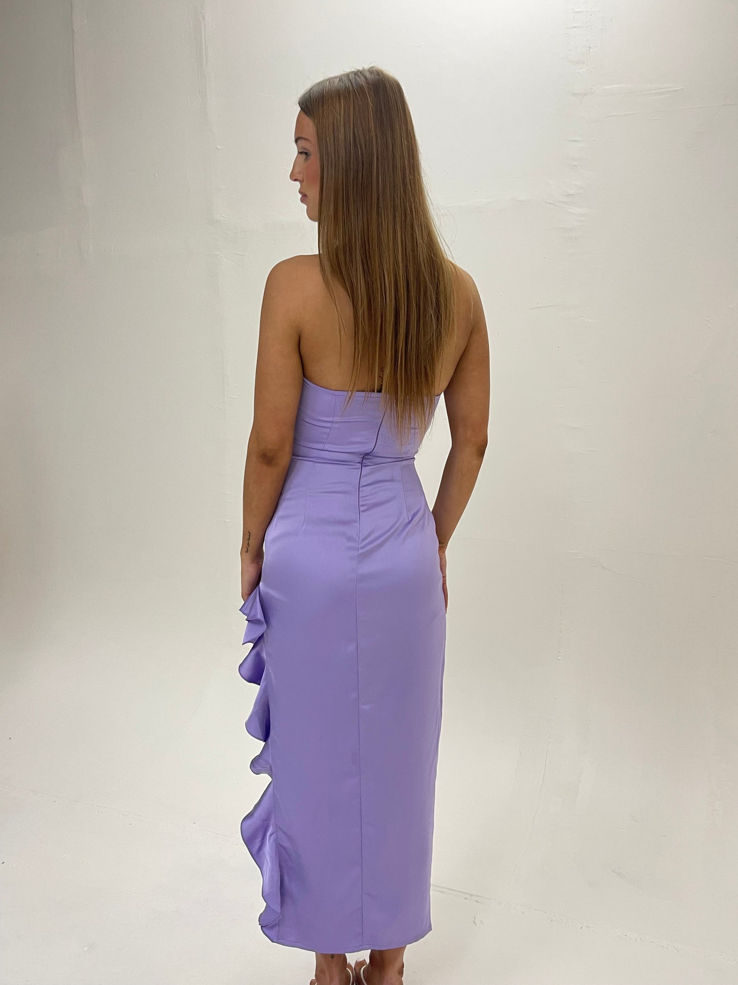 Lilac - Blush Satin Midi Dress