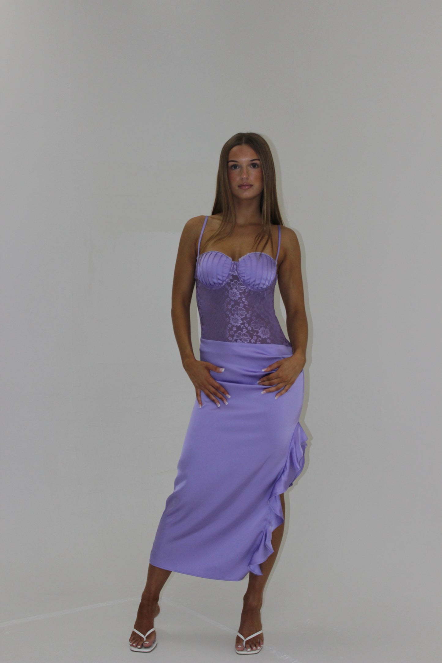 Lilac Élevé - Blush Satin Midi Dress