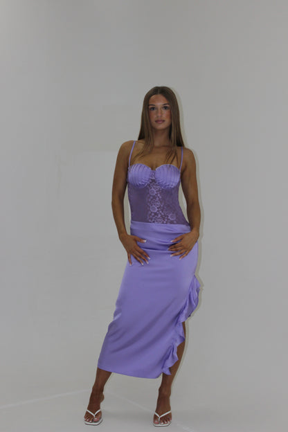 Lilac Élevé - Blush Satin Midi Dress