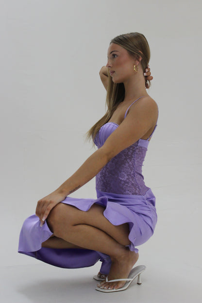 Lilac Élevé - Blush Satin Midi Dress