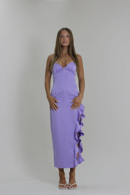 Lilac - Blush Satin Midi Dress