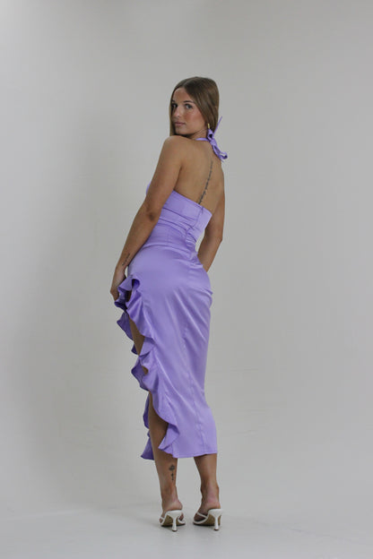 Lilac - Blush Satin Midi Dress