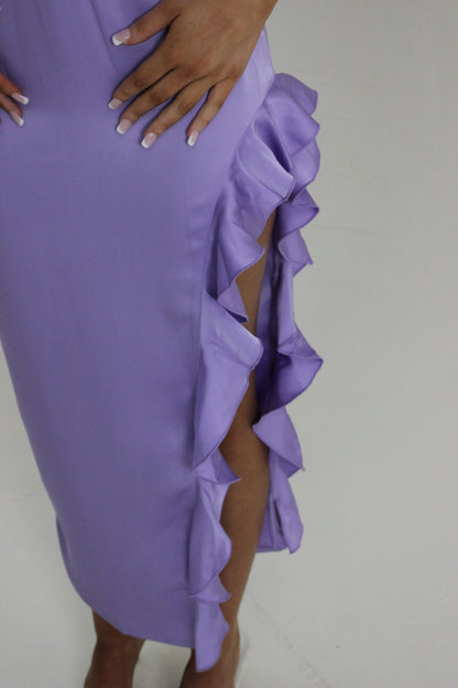 Lilac - Blush Satin Midi Dress
