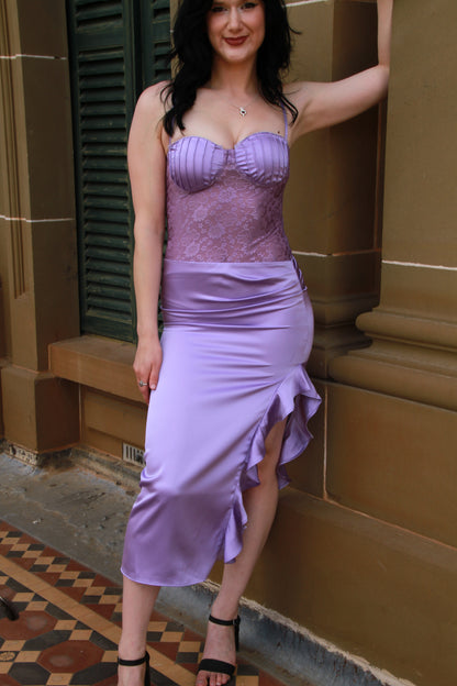 Lilac Élevé - Blush Satin Midi Dress