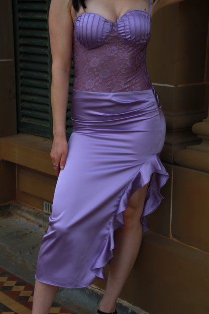 Lilac Élevé - Blush Satin Midi Dress
