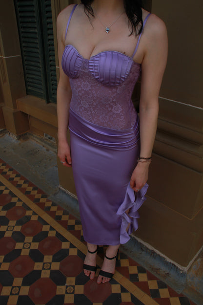 Lilac Élevé - Blush Satin Midi Dress