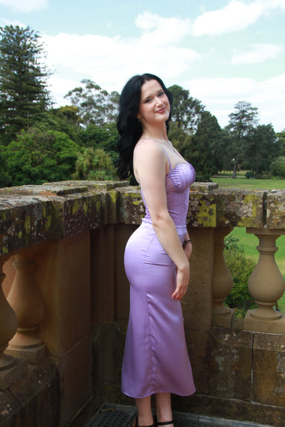 Lilac Élevé - Blush Satin Midi Dress
