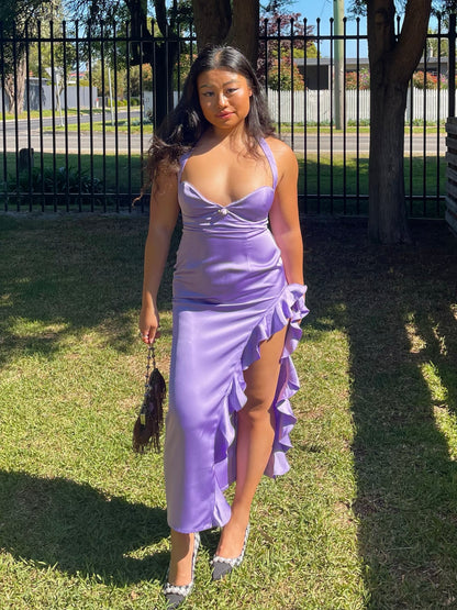 Lilac - Blush Satin Midi Dress