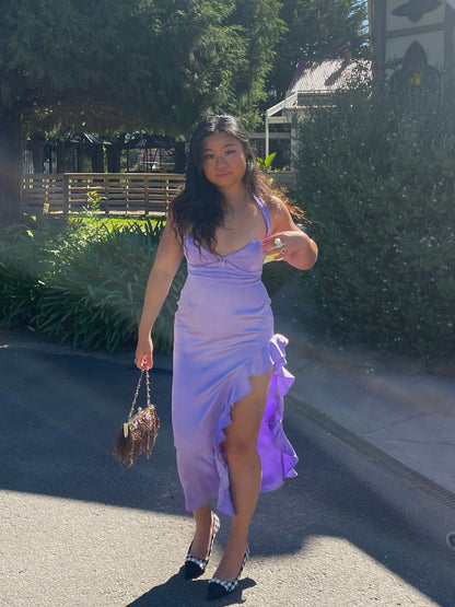 Lilac - Blush Satin Midi Dress